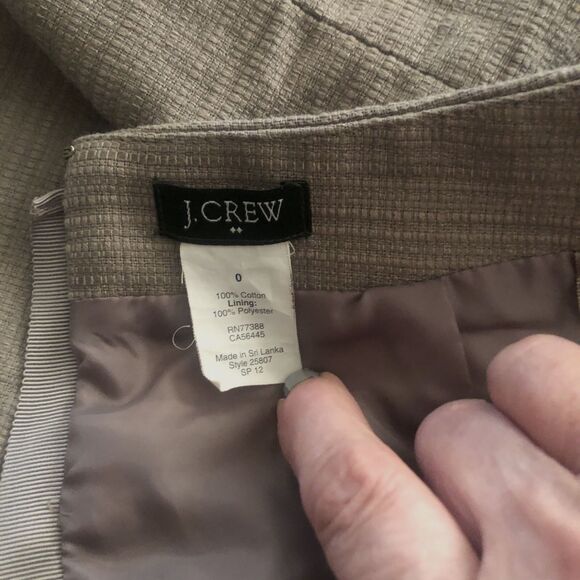 J Crew Retro Mini Skirt Khaki Brown 0 Clueless Mod Minimalist Cotton Lined Twee - Picture 4 of 5